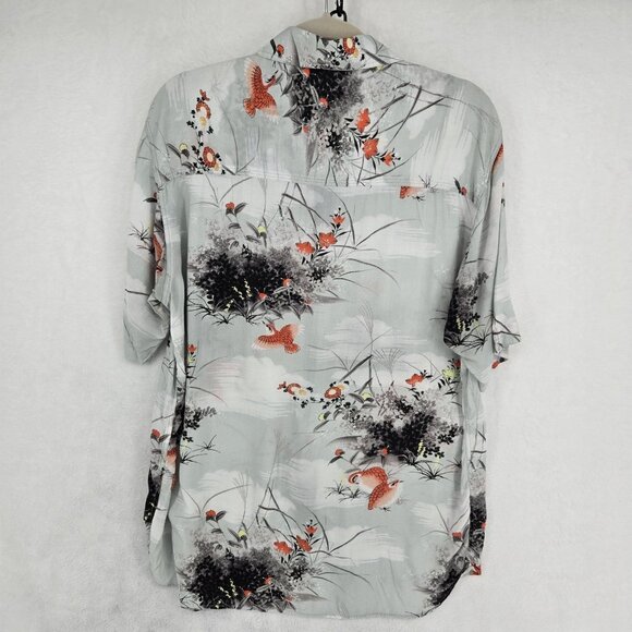 Pike Brothers Shirt Mens Large Gray Hawaiian Aloha Short Sleeve Button Up Floral - Picture 2 of 5